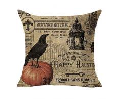 Royalours Überwurf Kissenbezüge Halloween Garten Baumwolle Leinen Vintage Halloween Kürbis Crow und Eule Deko Kissenbezug pillowslip 45,7 x 45,7 cm 18 x 18 Crow Pumpkin