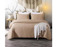 Cozyholy Bettbezug, luxuriös, weiche Seide, Rüschen, Bestickt, graue Bettwäsche, atmungsaktives Polyester, knitterfrei, farbecht, 3-teilig King Camel