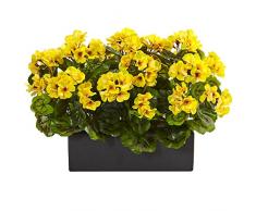 Nearly Natural Fast natürlich Geranien Seide, in rechteckiger Pflanzgefäß, gelb