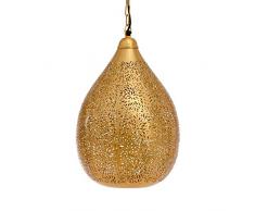New Käufer Bazaar Marokkanische/Marrakesch handgefertigt Gold Anhänger Light, Ballon-in Reis-Ätzen Innen DeckenLeuchte Lampe, LED, E27, 40 Watt, eisen
