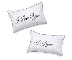 beautifullifehouse Falling In Love Paare Kopfkissen Hochzeit, Jahrestag, V-Day, Weihnachten, Romantisches Geschenk Idee für Sie oder Ihn, süße Liebhaber von Kissenbezüge-Set: I Love You, I Know