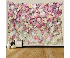 JAWO Colorful Blumen Wandbehang Tapisserie, Licht Gelb, Rosa, Rot Lila Blumen, Wand Dekoration Wohnzimmer Wohnheim Zimmer, Picknickdecke Strand Handtücher Tapisserie Home Decor