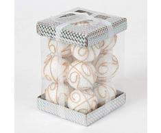 SHATCHI 12 x Christbaumkugeln zum Aufhängen, weicher Schaumstoff, glitzernd, verziert, bruchsicher, Christbaumschmuck, Tischdekoration, weiß, 4 cm