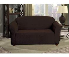 Quick Fit Hayden Diamond Loveseat Bezug aus Samt, Schokoladenbraun, Cover