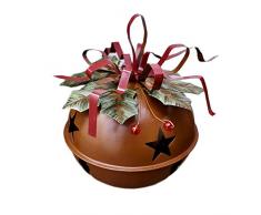Große Weihnachtsglocke Weihnachtsdekoration, 11,4 x 14 cm, rustikal, rote Glocke zum Aufhängen, Weihnachtsbaum, Glocke aus Metall, Stern, Ausschnitt für Weihnachten, Feiertage und Partys Glocke C