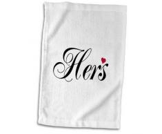 3D Rose Hers-Part of His and Hers Set Fancy Cursive Schrift Text with Red Love Heart for Romantic Pairs Hand/Sport Handtuch 15x22