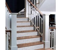 AmazingWall 3D Weiß Brick Treppe Aufstehen, Dekorative Wandtattoo Kunst Wandbild Tapete schälen und Stick Abnehmbarer 7,1 x 39,4 x 6 Pcs Korallenrot