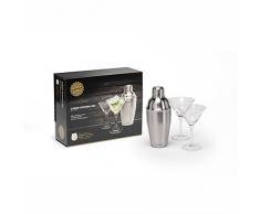 Cellardine Korkenzieher 3 Stück Cocktail Set (2 Gläser), Silber, Set von 3