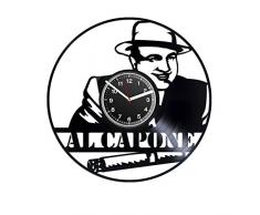 Kovides Al Capone Wandkunst Moderne LP Uhr Geburtstagsgeschenk Idee für Männer Moderne Uhr handgefertigte Wandaufkleber Einzigartige Dekoration für Wohnzimmer Al Capone Wanduhr Vintage Schallplatte Uhr