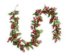 DearHouse Weihnachtsgirlande mit roten Beeren, flexibel, künstliche Beerengirlande, für drinnen und draußen, Kamin, Dekoration für Winter, Weihnachten, Urlaub, Neujahr