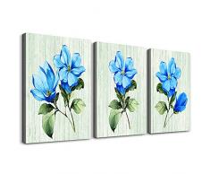 TTHWALLART Leinwandbild für Wohnzimmer, Badezimmer, Wanddekoration für Schlafzimmer, Küche, Kunstdruck, grünes Blumengemälde, 30,5 x 40,6 cm, 3-teilig