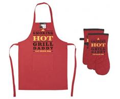 Gourmet Pro Grill Daddy Ofenhandschuhe und Schürze, Einheitsgröße, Rot