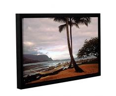 Artwall Kunstdruck auf Leinwand Kathy Yates Hanalei Bay Hängematte at Dawn 61 Floater-Framed Leinwandbild 12x18