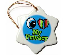 3dRose ORN 106317 _ 1 Bright Eye Herz I Love My Sichtschutz Schneeflocke Porzellan Ornament, 3 Zoll