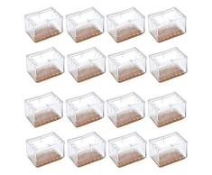 WarmHut Stuhlbeinkappen, 16 transparent klar, Silikon Möbelfuss Tisch Füße Tipps für Holz Bodenschoner, Filz Pads, Anti-Rutsch verhindern Kratzer