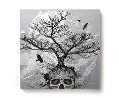 Quadratische Leinwandbild, Ölgemälde für Schlafzimmer, Wohnzimmer, Dekoration, Retro-Cupids Kiss Holzmaserung, Happy Valentinstag Büro Kunstwerke gespannt auf Holzrahmen, fertig zum Aufhängen, 12 x 12 Inch Human Skeleton2yag3769