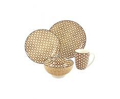 Creatable 20314, Serie Mandala, Geschirrset Single Set braun 4 teilig, Steinzeug