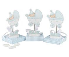 mopec wp930.03 â PORTAFOTO Baby in Kinderwagen mit Feder in blau mit Box blau sortiert in 3 verschiedenen Muster mit 5 Marienbildnis, 24-er Pack