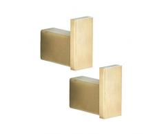 WOLIBEER Badezimmerzubehör-Set mit 4 Stück, gebürstetes Gold, Handtuchhaken, Toilettenpapierhalter, Handtuchring, Handtuchhalter, Wandmontage, Massive Edelstahl-Konstruktion Towel Hook 2 Pieces