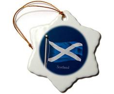 3dRose Winkende Flagge Schottlands auf einem Fahnenmast mit dunkelblauem Hintergrund, Schneeflocken-Ornament