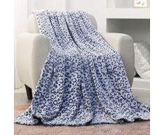 FY FIBER HOUSE Flanell Fleece Überwurf Mikrofaser Tier Decke Twin(60X80) Blauer Leopard