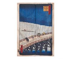 BAIHT HOME Japanischer Noren-Türvorhang, Wandteppich, Ukiyoe, Hokusai, Türdekoration, Raumteiler, Baumwoll-Leinen, Brücke, 33.5Wx47.2L