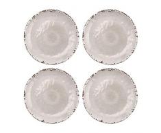 Supreme Housewares 583 Gourmet Art Teller aus Melamin, 15,2 cm, Dessert S/4, Craquelé-cremefarben