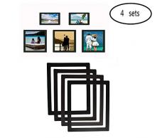 sooard Bilderrahmen für 6 Fotos à 10 x 15 cm, doppelschichtig, Bunte Fotorahmen, Ideen, magnetisches Whiteboard, Familienfotorahmen, Collage für Flache Wanddekoration und Kühlschrank 8*10 schwarz