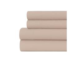 Briarwood Home 150 gsm gebürstetes Flanell Deep Pocket Bed Sheet Set, 100% WEICHE Türkische Baumwolle – gebürstetes Flanell Bettwäsche, baumwolle, taupe, Twin XL