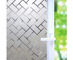 WAYBER Sichtschutzfolie, kein Kleber, Milchglas-Fenster-Tönung, Statisch haftend, Fenster-Aufkleber, Sichtschutz/Hitze-Kontrolle/UV-Schutz für Zuhause/Büro 35.5 * 118.2 inch Milchgitter