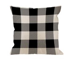 hgod Designs Überwurf Kissen Fall Rustikal Schwarz und Weiß Buffalo Check Plaid Baumwolle Leinen Quadratisch Kissenbezug Standard Kissenbezug für Männer Frauen Kinder Home Dekorative Sofa Schlafzimmer Wohnzimmer 45,7 x 45,7 cm