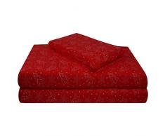 Sonnenwaschbar, 100 % Baumwolle, 170 g/m², Flanell, superweich, warm und flauschig, 4-teiliges Bettwäsche, bis zu 40,6 cm Tiefe Tasche. Twin rot / weiß