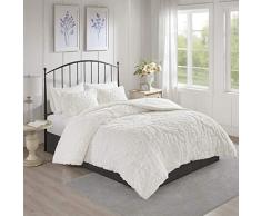 Madison Park MP105-0582 Schmusetuch Viola, 3-teilig, getuftete Baumwolle, Chenille, Damast, Weiß