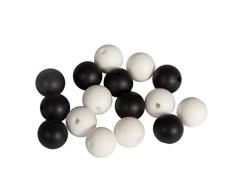 Rayher 14868573 Silikonperlen, schwarz/weiß, 12 mm ø, Beutel 16 Stück, für versch. Baby-Accessoires wie Schnullerketten, Kinderwagenketten, Greifringe etc.