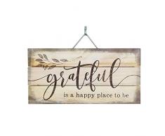 Imprints Plus Holzschild mit Lattenrost – 15,2 x 30,5 cm rustikales Landhaus-Wanddekoration, handgefertigt mit Kiefernholz, inkl. Aufhängung und Anleitung (in englischer Sprache) 12 x 6 Grateful