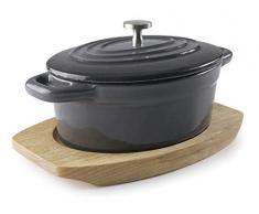 LACOR Magma Red/Grey Ovale Kasserolle mit Deckel grau Farbverlauf