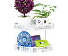 Exttlliy Metallregal zum Aufhängen, für Büros, Eckregal, platzsparend, schwebendes Regal für den Schreibtisch Double Layer weiß