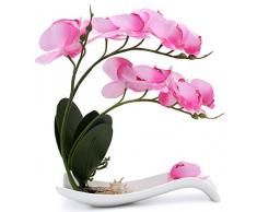 NNEE Künstliche Phalaenopsis-Orchidee/Seide Blumenarrangement mit Blumentopf Pink Orchild A321