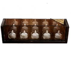 London Boutique Gerahmtes Glas-Set mit 3 Teelichtern und 5 Teelichthaltern, Geschenk, 5 Stück