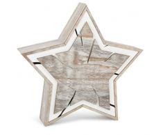 Small Foot Leuchtstern Baumscheiben Holz, im angesagten Shabby-Chic-Design, mit unterschiedlichen Holzschnitten in braun und weiß, Weihnachtsdekoration mit batteriebetriebener Beleuchtung Dekoartikel