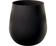 Villeroy & Boch Collier Noir Vase Carré No. 1, 20,5x20,5x22,5 cm, Premium Porzellan, Schwarz