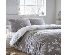 Portfolio Galaxy Stars Biber Bettwäsche Set Wendebettwäsche, grau, Doppelbett
