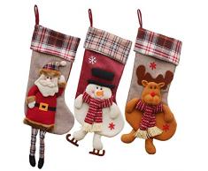 WYLSY Weihnachtsstrümpfe, 58 cm lang, 3D, Nicht gewebt, zum Aufhängen, Weihnachtsdekoration für Kamin, 3 Stück Santa Claus-Snowman-Reindeer