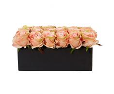 Nearly Natural Seidenrosen in rechteckigem Übertopf, pfirsichfarben