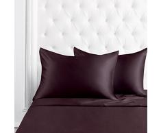 Egyptian Luxury Natürliche Maulbeer Seide-Mischgewebe Kissenbezüge 2er Pack, die ultra glatte Seide/Rayon Mischung ReißVerschluss Kissenbezug für gesundes Haar & Gesichtshaut, Seide, violett, Queen