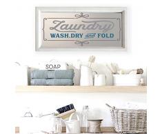 Teatime Decor Farmhouse Wäschekorb, Wandschild auf Holzrahmen, 41,9 x 21,3 cm