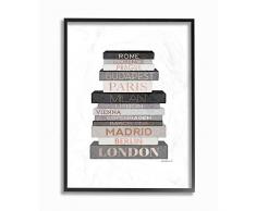 Stupell Industries Fashioner Bücherregal, graues Aquarell, Design von Künstlerin Amanda Greenwood Wandkunst, 40,6 x 50,8 cm, schwarz gerahmt