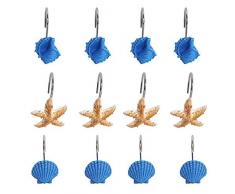 Duschvorhang-Haken, 12 Stück, Muschelform, Anti-Rost, dekorative Harz, Duschvorhang-Ringe für Badezimmer, Schlafzimmer, Baby, Wohnzimmer, Dekoration, Duschstangen, Vorhänge, Fenster, Halter