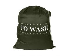Oussum Wäschesack für Reisen, schmutzige Wäschesäcke aus strapazierfähigem Polyester, maschinenwaschbar, große Schmutzwäsche Organizer mit Kordelzug Length-38 x Width-29 Olivgrün zu waschen