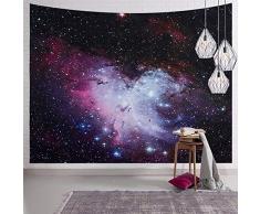 SYNEE Wandteppich Mond Sterne Weltall Galaxie Wandteppich Universum Sternenhimmel und weiße Wolke Tapisserie dunkelblau Psychedelic Art Decor Wand Hanging for Dorm Wohnzimmer Schlafzimmer L 59.1×82.7 #2 Galaxy Stars